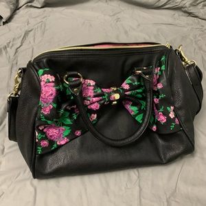 Betsey Johnson Black Floral Bag